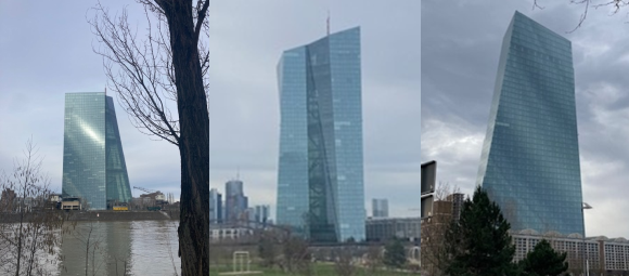 Three views of the European Central Bank building in Frankfurt, Germany Three views of the European Central Bank building in Frankfurt, Germany