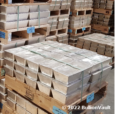Silver wholesale bars weighing 1,000 ounces (32kg) stored in a London Bullion Market Association accredited vault and therefore can be traded VAT free. Silver wholesale bars weighing 1,000 ounces (32kg) stored in a London Bullion Market Association accredited vault and therefore can be traded VAT free.